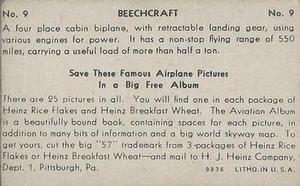 1935 Heinz Famous Airplanes (F277-1) #9 Beechcraft Back