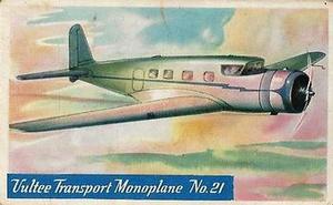 1935 Heinz Famous Airplanes (F277-1) #21 Vultee Transport Monoplane Front