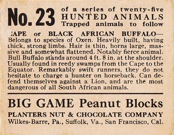1933 Planters Big Game Hunted Animals (R71) #23 Cape or Black African Buffalo Back