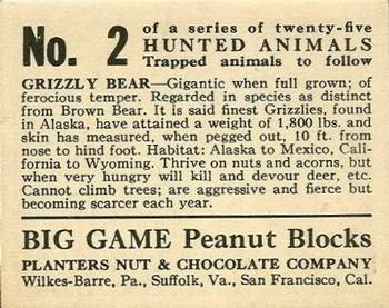1933 Planters Big Game Hunted Animals (R71) #2 Grizzly Bear Back