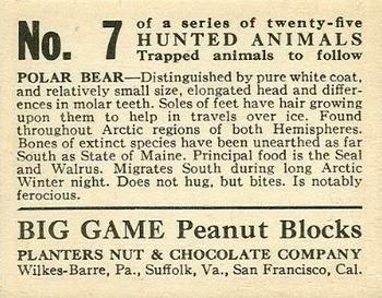 1933 Planters Big Game Hunted Animals (R71) #7 Polar Bear Back