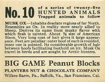 1933 Planters Big Game Hunted Animals (R71) #10 Musk Ox Back