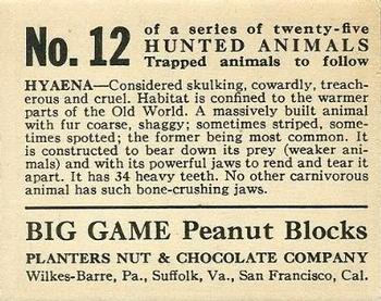 1933 Planters Big Game Hunted Animals (R71) #12 Hyaena Back