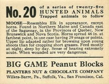 1933 Planters Big Game Hunted Animals (R71) #20 Moose Back