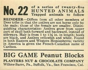 1933 Planters Big Game Hunted Animals (R71) #22 Reindeer Back