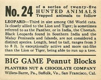 1933 Planters Big Game Hunted Animals (R71) #24 Leopard Back