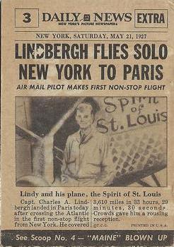 1954 Topps Scoop (R714-19) #3 Lindbergh Flies Atlantic Back