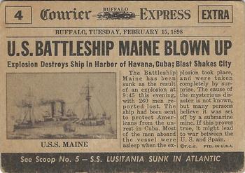 1954 Topps Scoop (R714-19) #4 Battleship Maine Blown Up Back