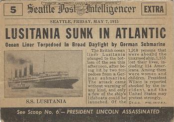 1954 Topps Scoop (R714-19) #5 Lusitania Sinks Back