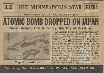 1954 Topps Scoop (R714-19) #12 First Atom Bomb Dropped Back
