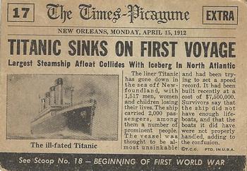 1954 Topps Scoop (R714-19) #17 S.S. Titanic Sinks Back
