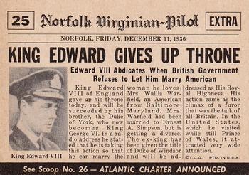 1954 Topps Scoop (R714-19) #25 King Edward Abdicates Back