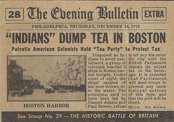 1954 Topps Scoop (R714-19) #28 Boston Tea Party Back