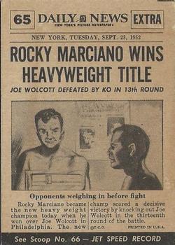 1954 Topps Scoop (R714-19) #65 Marciano K.O.'s Walcott Back