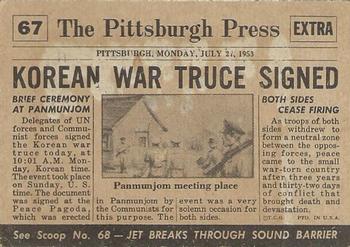 1954 Topps Scoop (R714-19) #67 Korea Truce Signed Back
