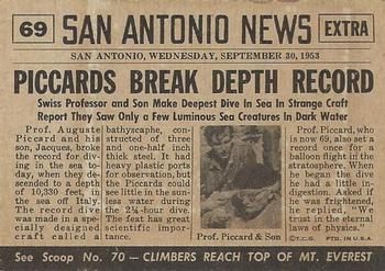 1954 Topps Scoop (R714-19) #69 Piccard Descends 2 Miles Under Sea Back
