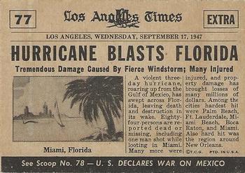 1954 Topps Scoop (R714-19) #77 Hurricane in Florida Back