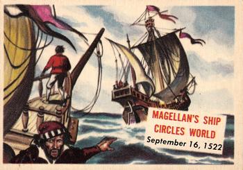 1954 Topps Scoop (R714-19) #103 Magellan's Ship circles World Front