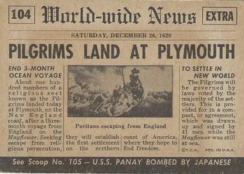 1954 Topps Scoop (R714-19) #104 Pilgrims Land At Plymouth Back