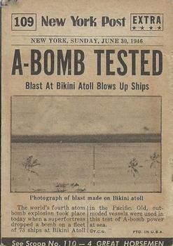 1954 Topps Scoop (R714-19) #109 Bikini A-Bomb Test Back