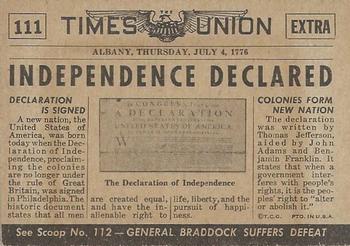 1954 Topps Scoop (R714-19) #111 Declaration of Independence Back