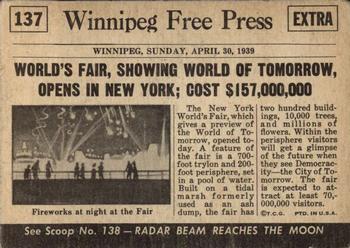 1954 Topps Scoop (R714-19) #137 New York World's Fair Back