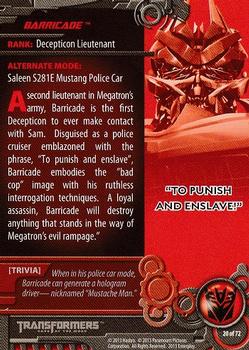 2013 Breygent Transformers Optimum #20 Barricade Back