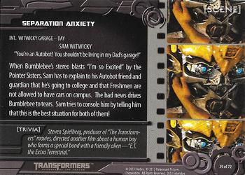 2013 Breygent Transformers Optimum #39 Separation Anxiety Back