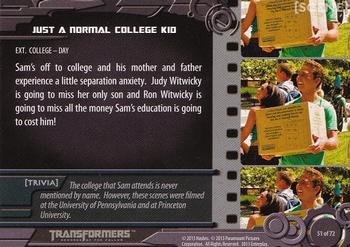 2013 Breygent Transformers Optimum #51 Just a Normal College Kid Back
