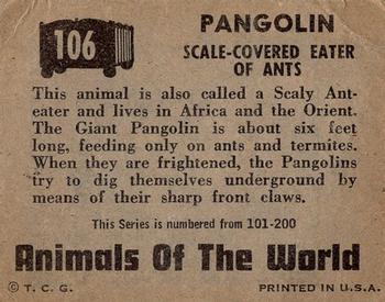 1951 Topps Animals of the World (R714-1) #106 Pangolin Back