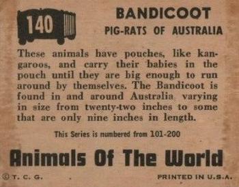 1951 Topps Animals of the World (R714-1) #140 Bandicoot Back