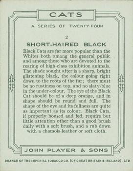 1936 Player's Cats #2 Short-Haired Black Back