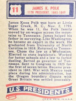 1972 Topps U.S. Presidents #11 James K. Polk Back