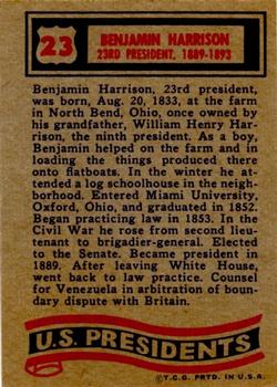 1972 Topps U.S. Presidents #23 Benjamin Harrison Back