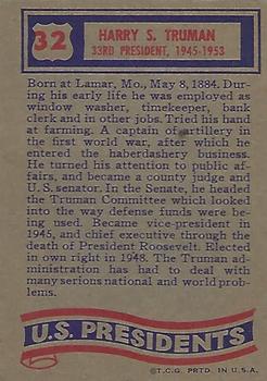 1972 Topps U.S. Presidents #32 Harry S. Truman Back