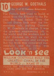 1952 Topps Look 'n See (R714-16) #10 Gen. G. W. Goethals Back