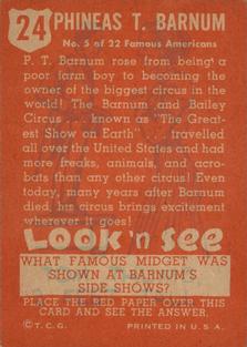 1952 Topps Look 'n See (R714-16) #24 Phineas T. Barnum Back