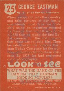 1952 Topps Look 'n See (R714-16) #25 George Eastman Back