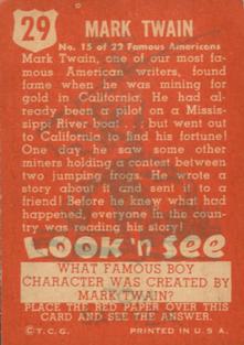 1952 Topps Look 'n See (R714-16) #29 Mark Twain Back