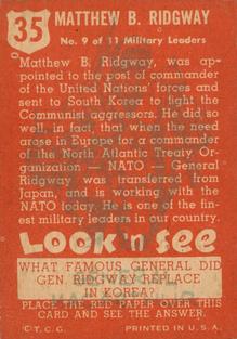 1952 Topps Look 'n See (R714-16) #35 Gen. Matthew Ridgeway Back