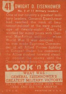 1952 Topps Look 'n See (R714-16) #41 Dwight D. Eisenhower Back