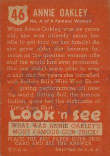 1952 Topps Look 'n See (R714-16) #46 Annie Oakley Back