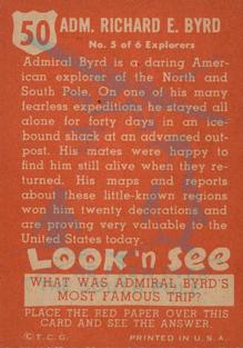 1952 Topps Look 'n See (R714-16) #50 Richard Byrd Back