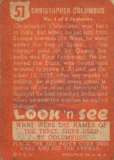 1952 Topps Look 'n See (R714-16) #51 Christopher Columbus Back