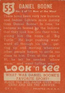 1952 Topps Look 'n See (R714-16) #55 Daniel Boone Back