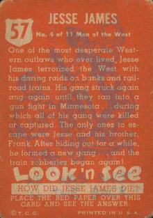 1952 Topps Look 'n See (R714-16) #57 Jesse James Back