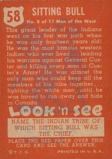 1952 Topps Look 'n See (R714-16) #58 Sitting Bull Back