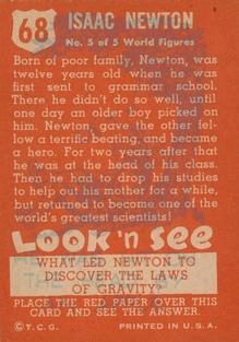 1952 Topps Look 'n See (R714-16) #68 Sir Isaac Newton Back