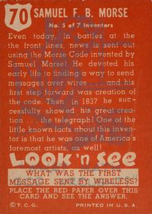 1952 Topps Look 'n See (R714-16) #70 Samuel B. F. Morse Back