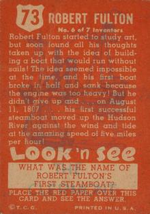 1952 Topps Look 'n See (R714-16) #73 Robert Fulton Back